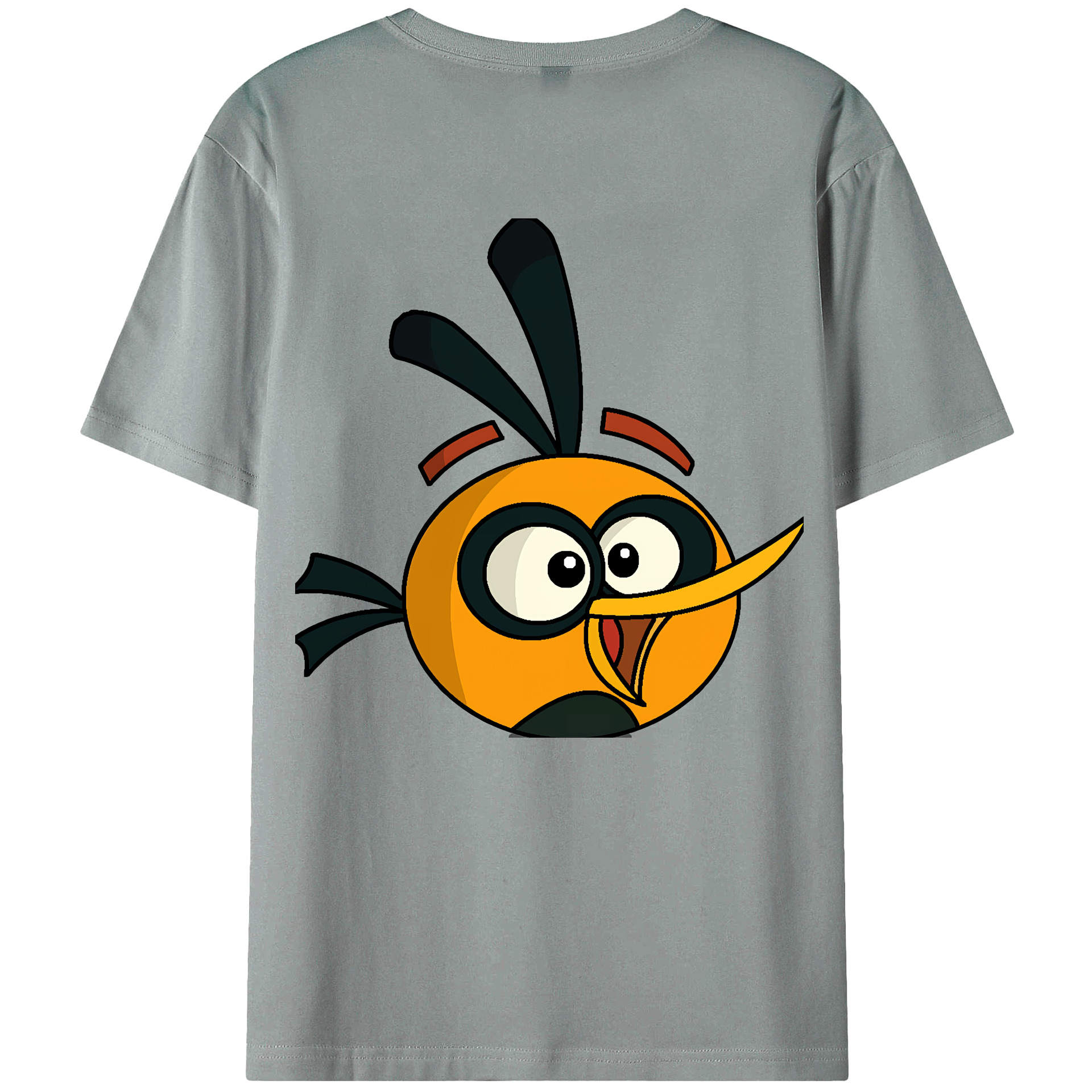（画像用） Angry Birds アングリーバード 綿100％ メンズ半袖Tシャツ（バックプリント） 通気性